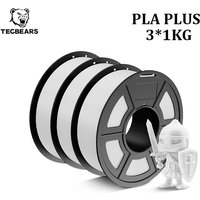 TECBEARS PLA+ Filament 3 Rolls 3KG 1.75mm PLA PLUS 3D Printer Filament No Bubble Vacuum Packaging for FDM 3D Printing Material