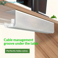 1Pcs 40cm/15.75inch PVC Under Table Cable Organizer Punch-free Office Wire Organizer Holder Wall-Mounted【AliS8】