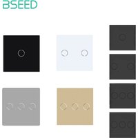 BSEED 47*47mm Wall Touch Light Switch Small Glass Panel DIY Part 1/2/3Gang New Curtain Dimmer Pattern Crystal Glass Parts