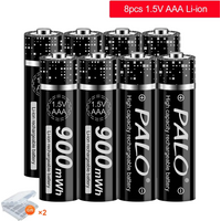 Batterie Li-ion AAA rechargeable PALO 1,5 V, piles Li-ion AAA 1,5 V au lithium pour horloges, souris, ordinateurs, jouets
