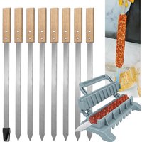 Kebab Mould Tools 8/9inch Flat Stainless Steel BBQ Barbecue Kebob Skewer Row Kebab Maker for Brazilian Koobideh Persian