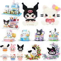Sanrio Building Blocks Anime Kawaii Cartoon mini Action Children's Figures Blocks Bricks Assemble Hello Kitty Toys Gift for Kid