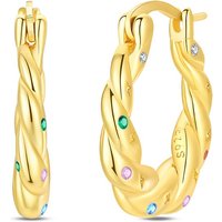 925 Sterling Silver Color Zirconium Twisted Pattern Hoop Earrings For Women Fine Birthday Anniversary Jewelry Gifts
