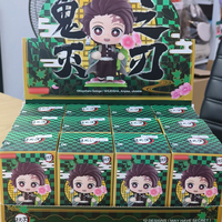 12Pcs/Set Demon Slayer Q Version Sitting Figure Toy Anime Kimetsu no Yaiba Tanjiro Nidouzi Inosuke Zenizu PVC Figure Model Doll