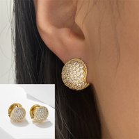 Uilz Fashion Gold Color Hoop Earrings for Women Personalized Geometry Inlay Exquisite Zircon Ear Bride Wedding Earring