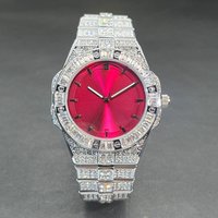 High Quality Luxury Men Wristwatch Fashion High-end Full Diamond Steel Belt Men's Quartz Watch Boy Business Sports Clock Retro