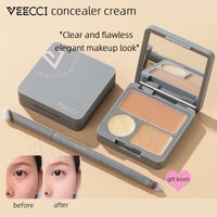 VEECCI Tri-color Conceal Cream Color Corrector Palette Dark Circles Longlasting Concealer Face Contouring with Brush Makeup
