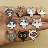 10pcs Cute Cat Charm for Jewelry Accessories Diy Making Earring Bracelet Keychain Pendant Craft Supplies Alloy Metal Gold Plated