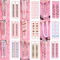 Lolita Velvet Stockings Women Sweet Princess Over The Knee Cospaly Alice Japanese Girl Love Bow Print Pink Thigh Silk Stockings