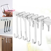 5-Piece Set Behind-the-Door Storage Hooks 5/8mm Punch-Free Towel Hat Hanging Racks for Bathroom Kitchen