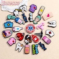 1pcs Medical Shoe Charms for Clog Accessories Girls Teeth Nurse PVC Shoe Decoration Pins for Women Sneakers Summer Gifts