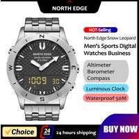 NORTH EDGE Men's Sports Digital Watch Waterproof 50M Altimeter Barometer Compass Business Luxury Men's Watch Outdoor Smartwatch