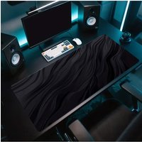 XXL Mouse Pad E-sports Gaming Black Flowing Texture Desk Mat, Office Accessory Computer Desktop Decor