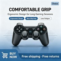Bezprzewodowy gamepad Bluetooth kompatybilny z PlayStation 3 i PC, ergonomiczny uchwyt dla domowych graczy rekreacyjnych.