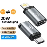 PD20W Fast Charging USB C Female to Lightning Male Adapter Lightning Female to Type C Male Adapter Converter ios and Android