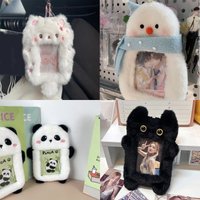 Cute Rabbit/Pandan/Cat Plush Photocard Case Photo ID Credit Band Card Holder Card Case Students Idol Photos Protective Cover