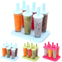 Ice Cream Mold DIY Ice Pop Molds with Stick Reusable Plastic Ice Pop Cube Maker For Kids Popsicle Ice Cream Mold Kitchen Tool