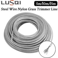 LUSQI 2mm/2.4mm/2.7mm/3mm*5m/10m/15m Steel Wire Nylon Grass Trimmer Line Round Brushcutter Trimmer Rope Lawn Mower Replacement
