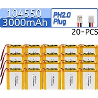 1-20PCS 3.7V 3000mAh 104550 Polymer Lithium Battery Lithium Ion Battery For Power Bank GPS 100% Real Capacity