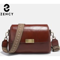 Zency Echt leder Vintage Designer Handtasche für Frauen große Kapazität Umhängetasche braun Umhängetasche Klappen tasche Reiß verschluss Geldbörse Sack