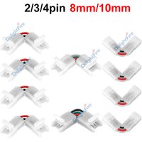2/3/4 Pin L-Shape Adjustable 90 Degree Corner Connector 8/10mm Right Angle LED Connectors For 3528 5050 SMD RGB LED Strip Light