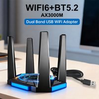 WALRAM WiFi 6E USB Adapter 3000Mbps BT 5.2 Dual Band 2.4Ghz 5.8GHZ WIFI6e USB 3.0 Network Card Receiver Dongle For Win10/11
