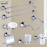 Chrome plated wall-mounted towel rack bathroom hardware pendant set paper towel holder coat hook toilet brush ELA68C