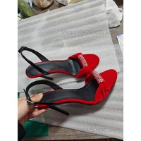 Women's Velvet Stiletto Heel Sandals Rhinestone Detail Ankle Strap Luxurious Sparkling Rhinestones Elegance Parties Wedding Shoe