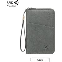 Anti-Theft RFID Protection RFID Blocking Passport Holder Long Zipper Closure Travel Document Organizer