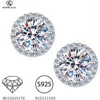 SG 925 Sterling Silver 0.5/1/5 Carat Moissanite Round Earrings Zircon Moissanite Jewelry Christmas Gift D VVS1 For Women