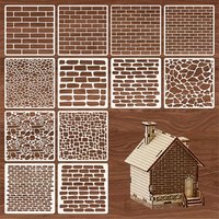12-Piece Set 5.9x5.9inch Reusable Plastic Stencils, Suitable for DIY Art, Scrapbooking and Home Decoration - Versatile Painting Stencils for Walls, Floors, Tiles and Canvas