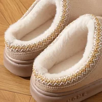 2025.Winter Women's Soft Platform Slippers: Fleece Cotton Warm Shoes, Comfortable, Anti-Slip, Unisex Indoor Slippers