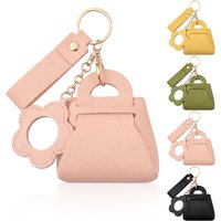 1Pc Mini Backpack Keychain Creative Pu Leather Women Clutch Bag Shaped Keychain With Mirror Cute Coin Purse Pendant Gifts