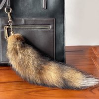 Plush-Fox Tail Keychain Furry Animal Tail Car Keyring Keychain 30cm Animal Tail Key-Pendant Pompoms Keyring Holder Bag-Decor