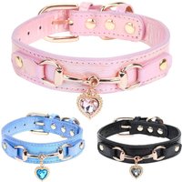Customized Carved Heart-shaped Pendant Imitation Leather Personalized Pet Collar Suitable for Small To Medium-sized Dogs
