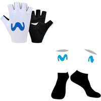 AliExpress NONE 2026 MOVISTARful Team WHITE One Pair Half Finger Cycling Gloves / SOCKS