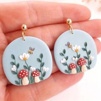 Creativity Gold Color Mushroom Flower Dangle Earrings Woman Geometry Bee Party Daily Wear