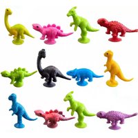 36-12PCS Suction Cup Dinosaur Toys Sensory Fidget Airplane Car Window Travel Road Trip Fun Anxiety ADHD Stress Reliever Gifts