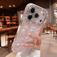Shell Pattern Glitter Phone Case For iPhone 16 17 Pro 15 13 11 12 14 Pro Max Plus Air Diamond Laser Love Heart Shockproof Cover