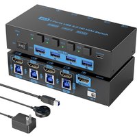 8K HDMI KVM Switch 4 Computers Share 1 Monitor, EDID Function KVM Switch HDMI 4 Port 8K@60Hz 4K@144Hz for 4 USB Devices,KCEVE