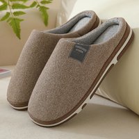 House Slippers for Men Indoor Knit Stripe Memory Foam Plush Winter Shoes Male Fashion Hot Winter Home Slipper Soft Sole Big Size