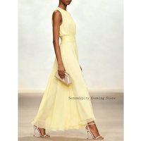 Customized Yellow Ruched Mother of Birde Dresses 2026 for Women Wedding Chiffon Crew Neck Evening Dress Dressy Prom Party Gowns
