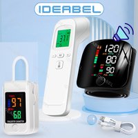 New LED Rechargeable Wrist Blood Pressure Monitor English Voice Broadcast Tonometer BP Monitor Infrared Medical Thermometer