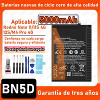BN5D Large capacity 5000mAh Battery For Xiaomi Redmi Note 11/11S 4G/12S/M4 Pro 4G Batteries New High Quanlity+Free Tools