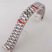 Curved End President Watchband For Seiko NH35 Datejust 904L Stainless Steel Watch Strap For Silver President Watch Bracelet 20mm