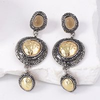 2026 Vintage Oval Metal Multi-layered Dangle Earrings for Women Fashion Holiday Party Jewelry Accessories Gifts