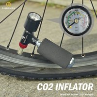 Bicycle CO2 Pump Mini Portable Hand Cycling Fast Tire Pump with Pressure Gauge for MTG Road Bike fits Schrader Presta Valves
