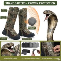 Snake Gaiters Waterproof Leg Guards with 12 PE Boards Adjustable Buckles Camo Armor for Hunting Hiking Trekking Snake Bite Proof