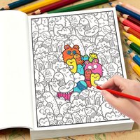 Doodle Line Art Coloring Book 28 Pages, Stress Relief Graffiti Style Coloring Pages for Relaxation
