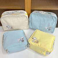 Cute Snoopy Multi Pocket Cosmetic Bag Portable Travel Pouch For Women Girls Toiletry Document Sanitary Pad Sundries Organizer